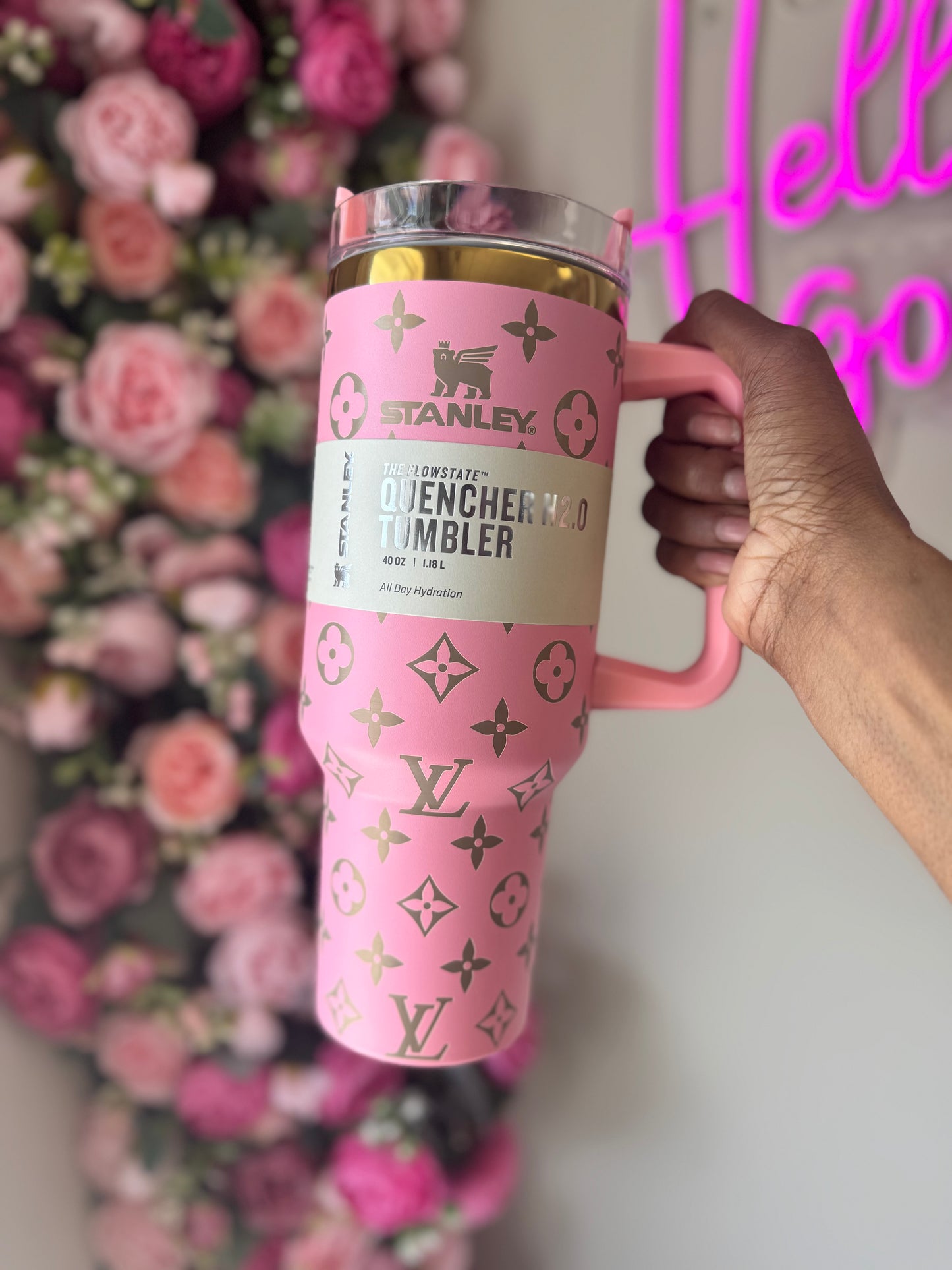 Pink/Gold Custom Designer Tumbler (Pre Order)