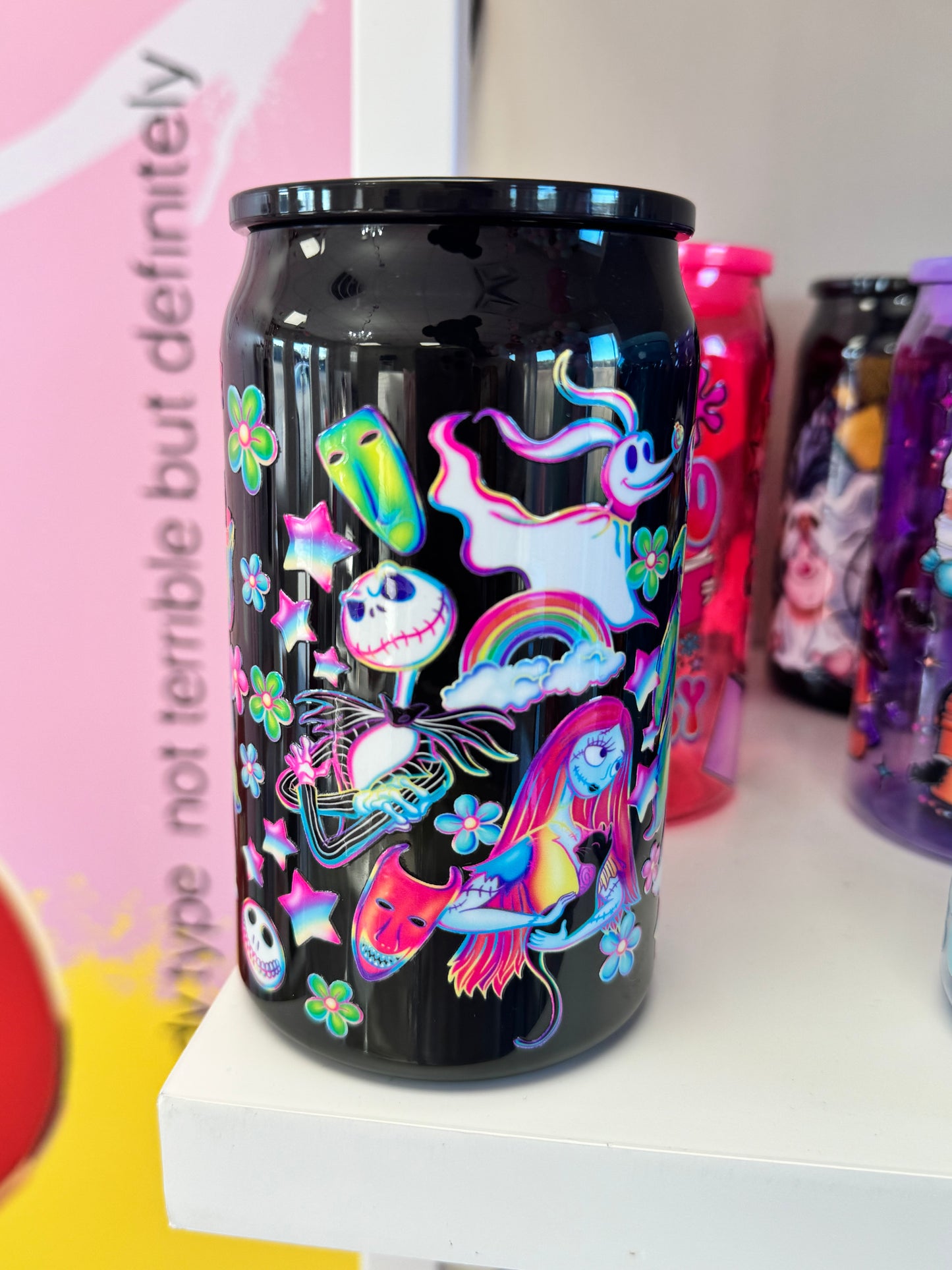 Black Plastic Cup with Straw