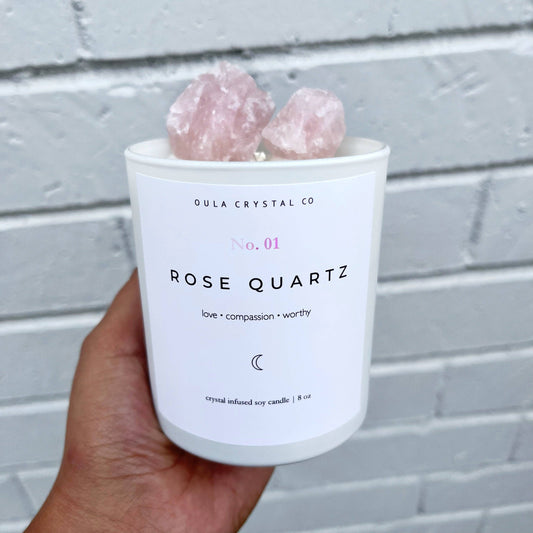 Rose Quartz Crystal Infused Candle