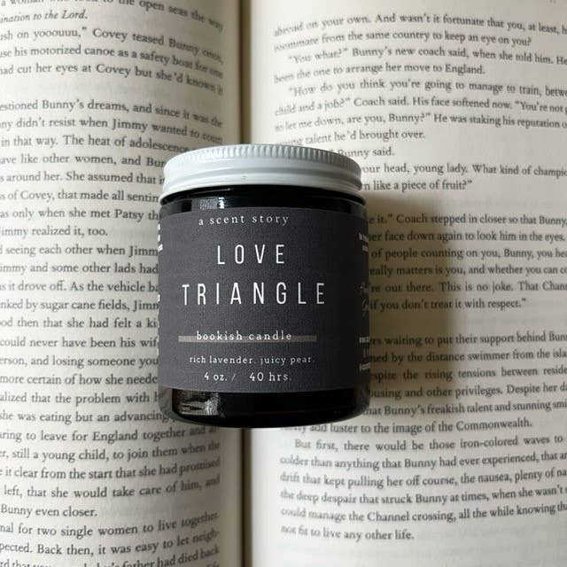 Love Triangle | Bookish Candles, Lavender + Pear, 4 oz