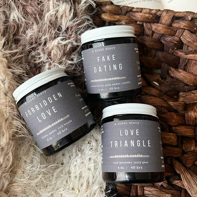 Love Triangle | Bookish Candles, Lavender + Pear, 4 oz