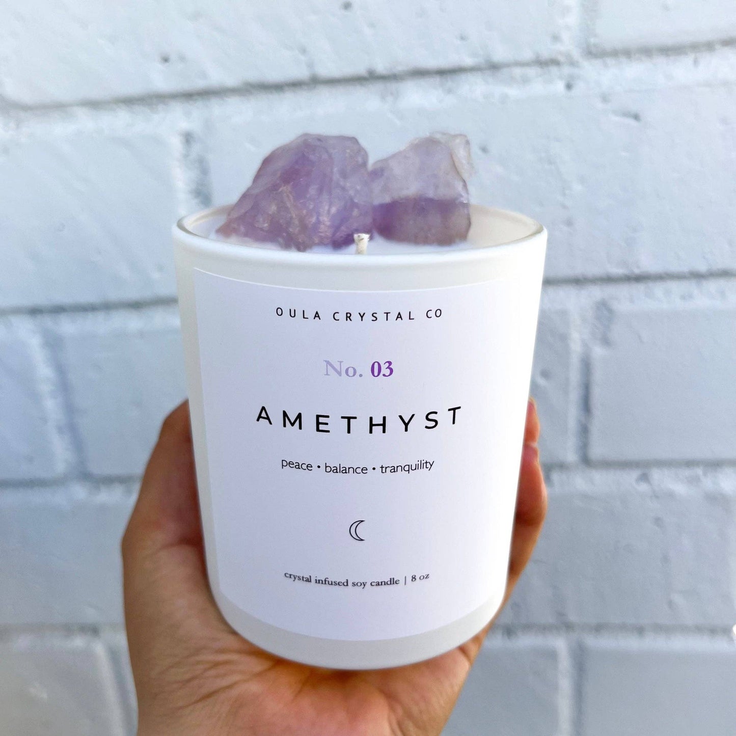 Amethyst Crystal Candle · Crystal Infused · 8oz