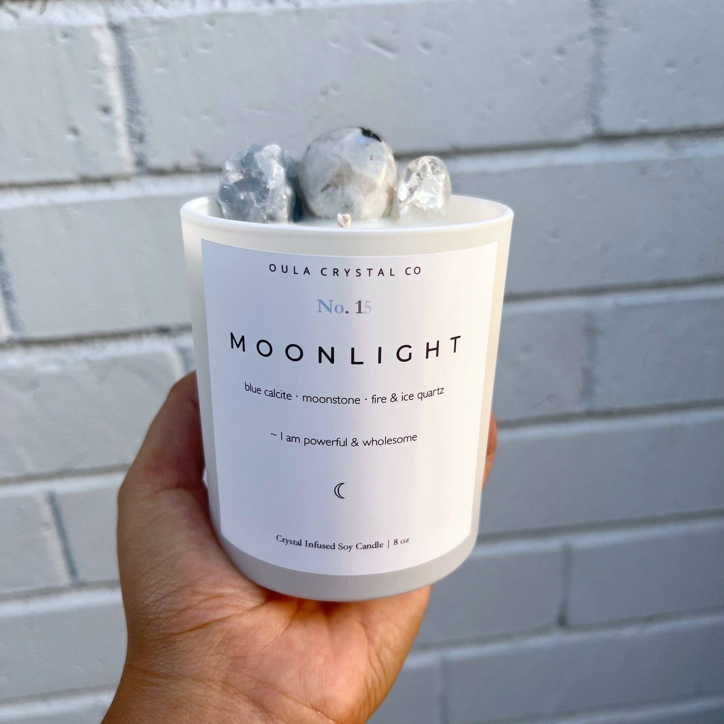 Moonlight Crystal Candle · Crystal Infused · 8oz