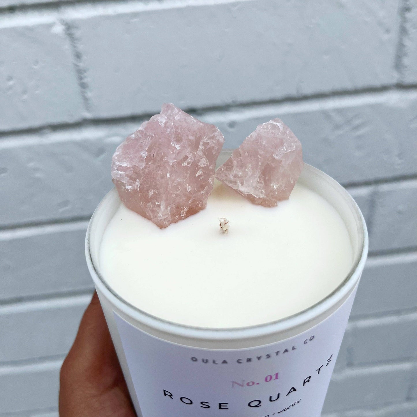 Rose Quartz Crystal Infused Candle