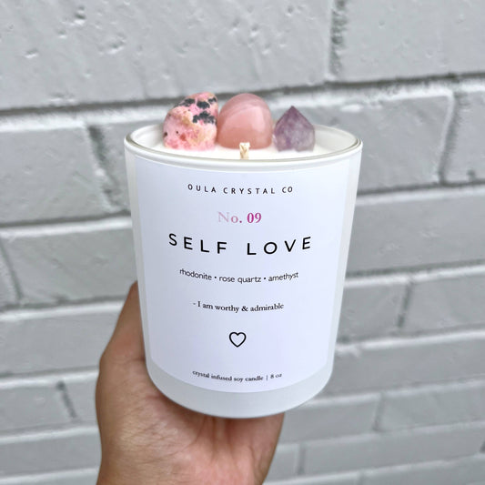 Self Love Crystal Infused Soy Candle